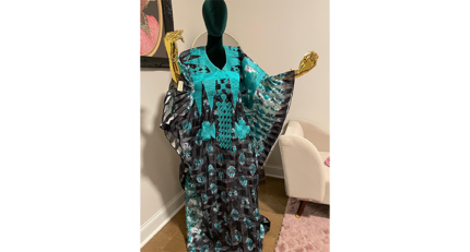 Organza pleated ribbon kaftan boubou